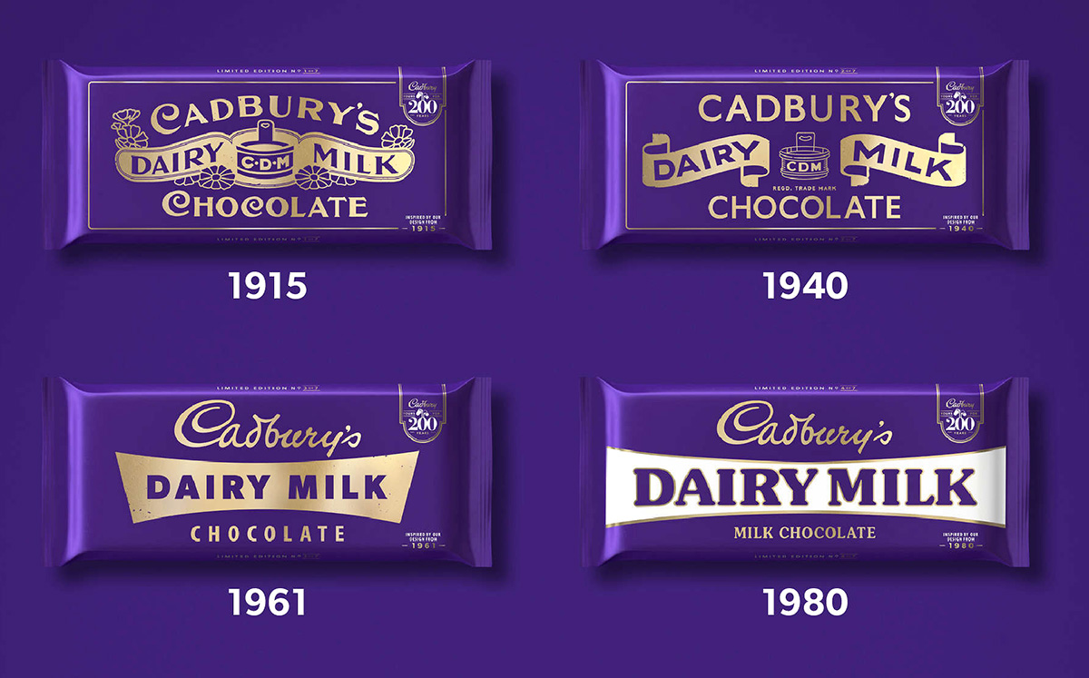 Cadbury's Dairy Milk Wrapper Designs 1915 to 1980