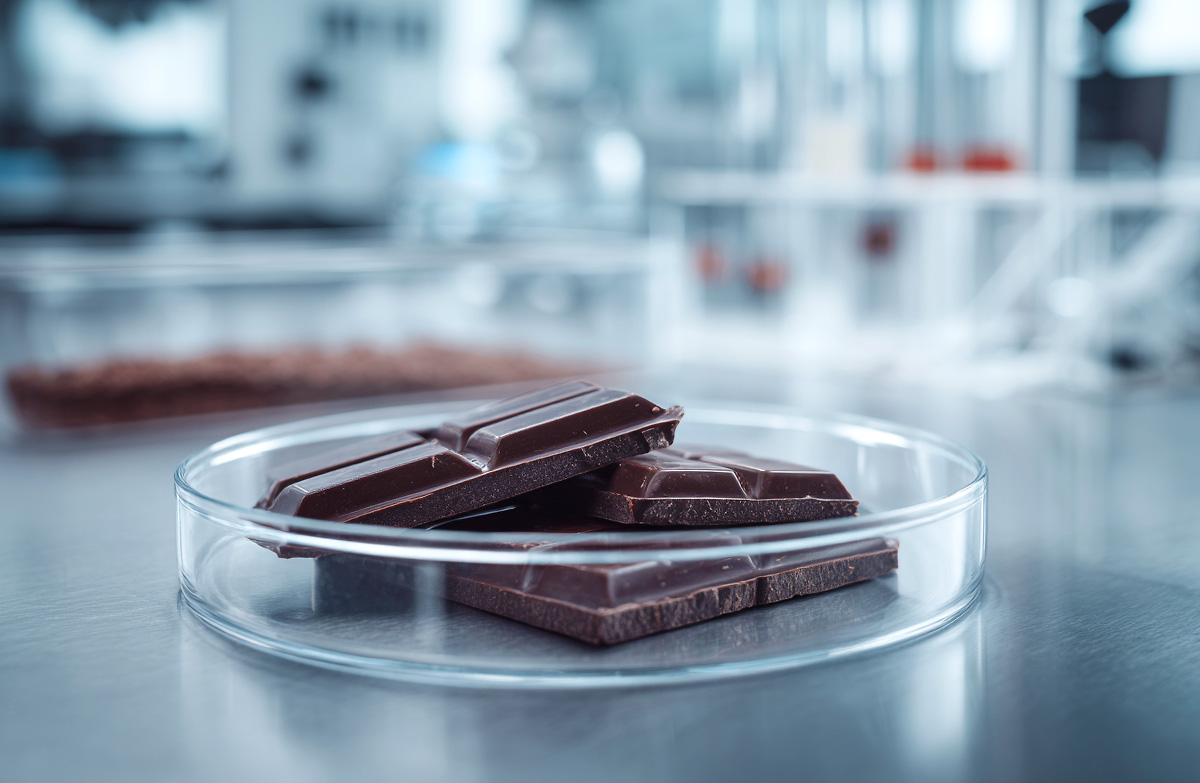 The biomass of cacao, cocoa powder and cocoa butter, can now be grown in bioreactors. 