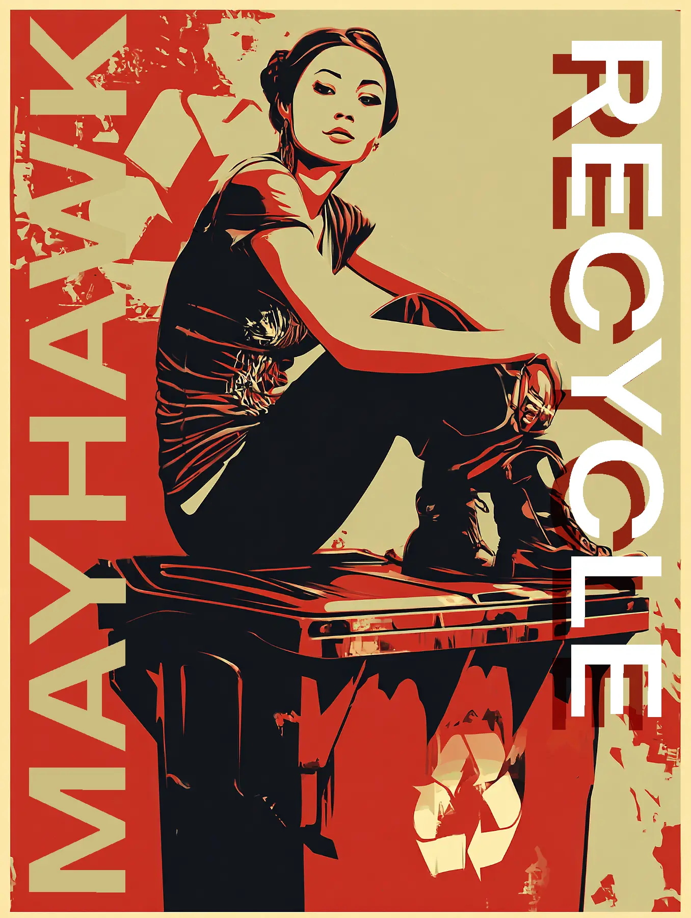 poster girl on recycle bin