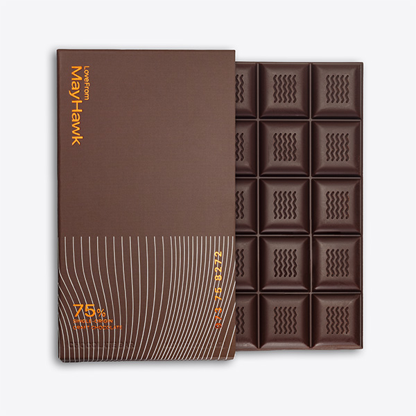 Midnight Espresso Chocolate Bar and Box. Bean-to-Bar Chocolate. The packaging design is produced in-house by the Design Studio.