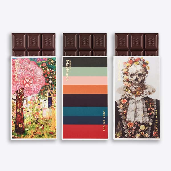 Studio Projects Bar Trio - Bean-to-Bar Chocolate. The packaging design is produced in-house by the Design Studio.